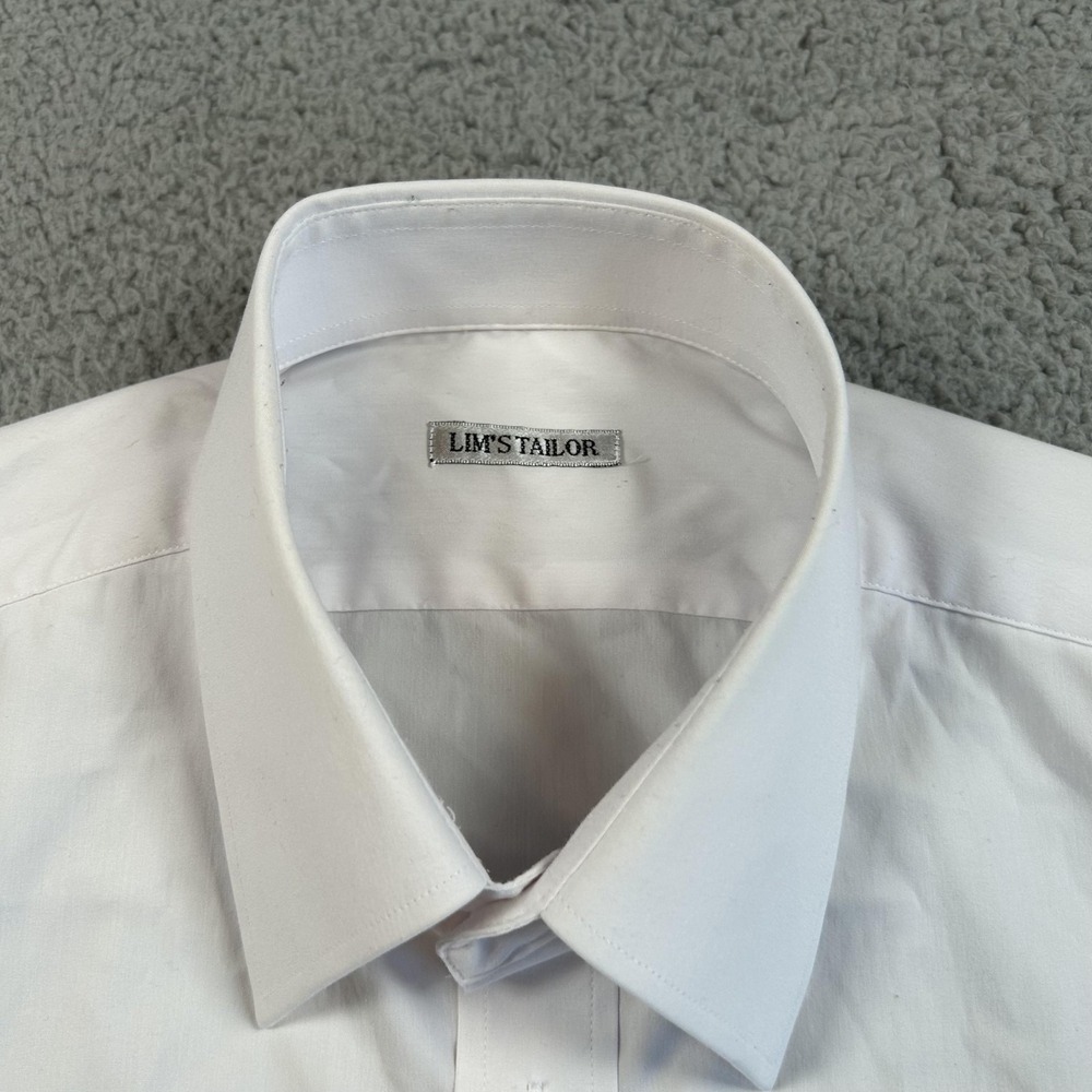 LIM'S TAILOR Shirt Mens Large White Dress Button Front Long Sleeve Pocket Formal - Picture 5 of 14